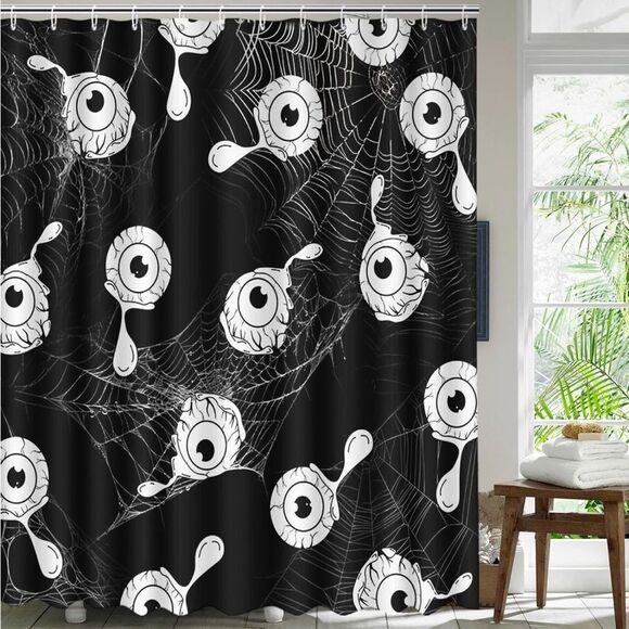 Halloween Shower Curtain Horror Scary Eyeball Shower Curtain for Bathroo… - Picture 2 of 7